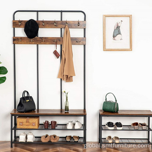 clothes drying rack Steel wooden coat rack and shoe cabinet Supplier